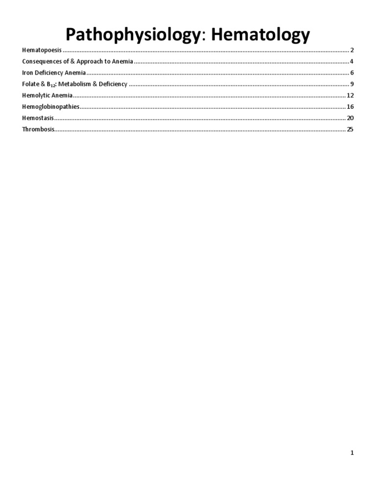 Hematology - Pathophysiology | PDF | Vitamin B12 | Anemia