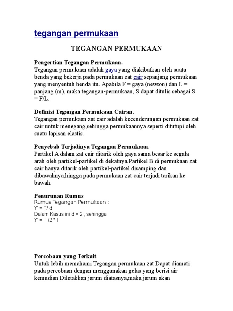 Tegangan Permukaan | PDF