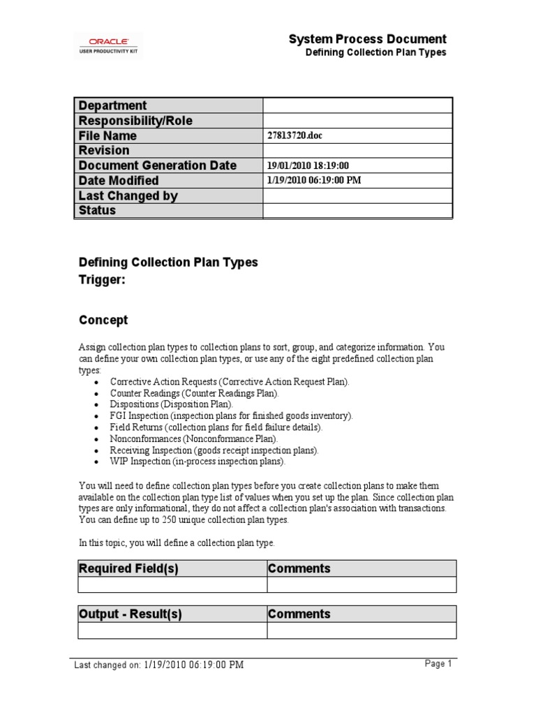 Define Collection Plan Types Guide | PDF | Information | Computer ...