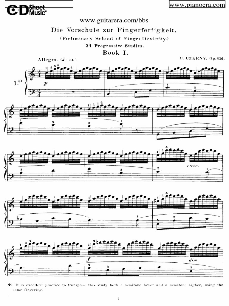 Czerny Preliminary School of Finger Dexterity Op.636 PDF