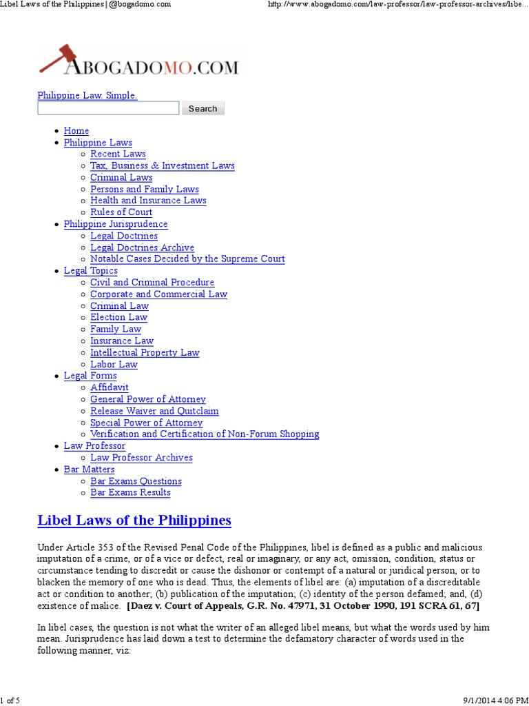Libel cases Defamation Legal Concepts