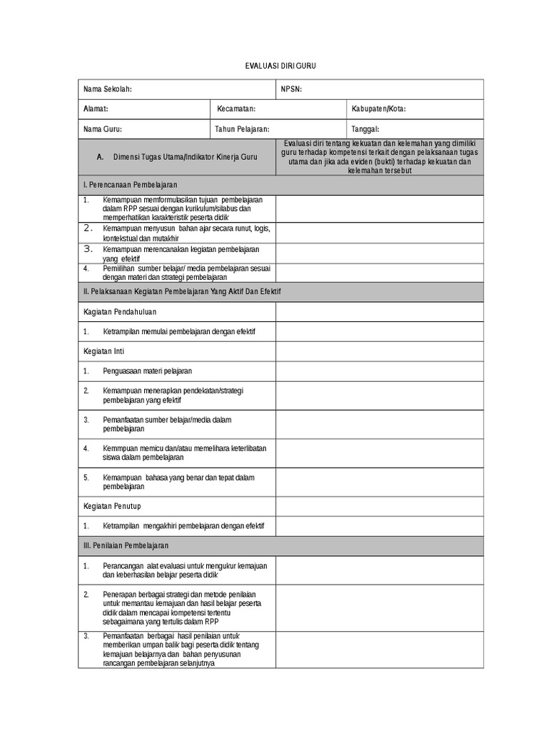 Laporan Evaluasi Diri Guru 2023 | PDF | Karier & Perkembangan