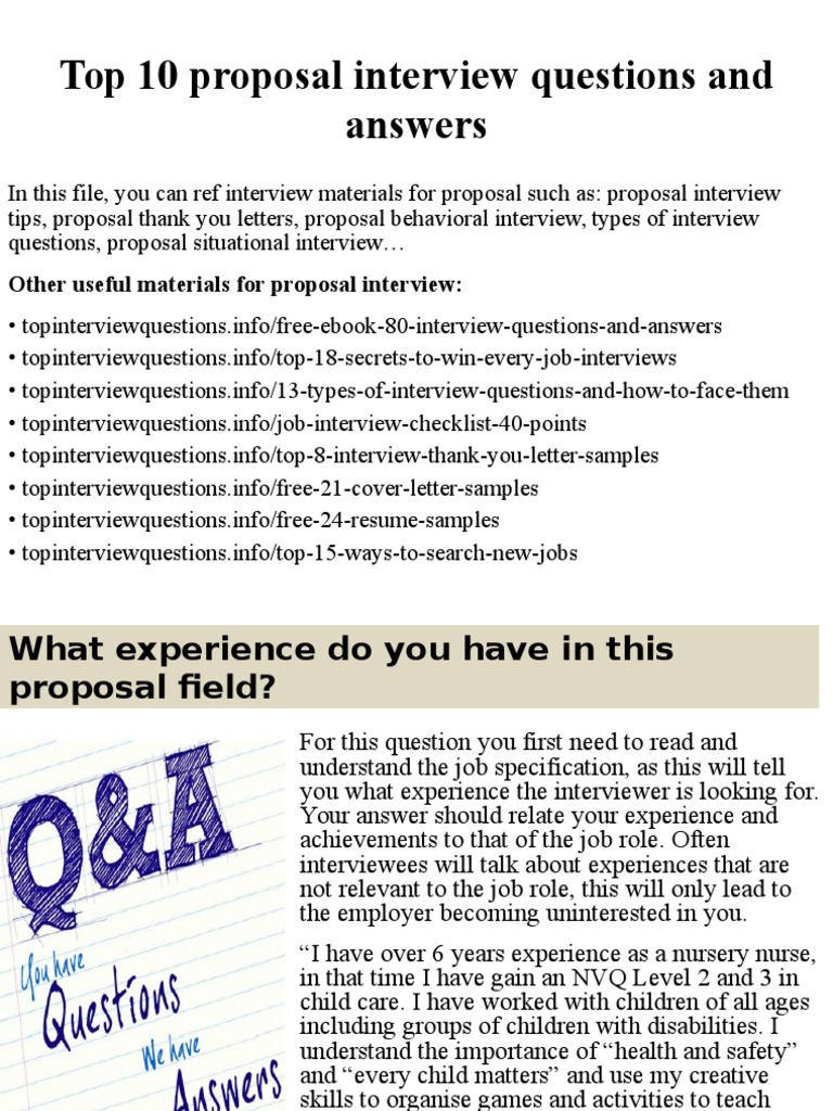 Top Proposal Interview Questions & Answers | PDF | Job Interview ...