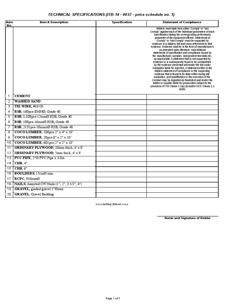 ITB 14-0037 Technical Specs for Bidding | PDF | Finance & Money ...