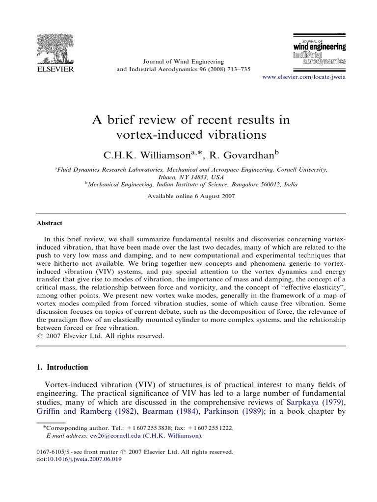Recent Advances in Vortex-Induced Vibration | PDF | Normal Mode | Resonance