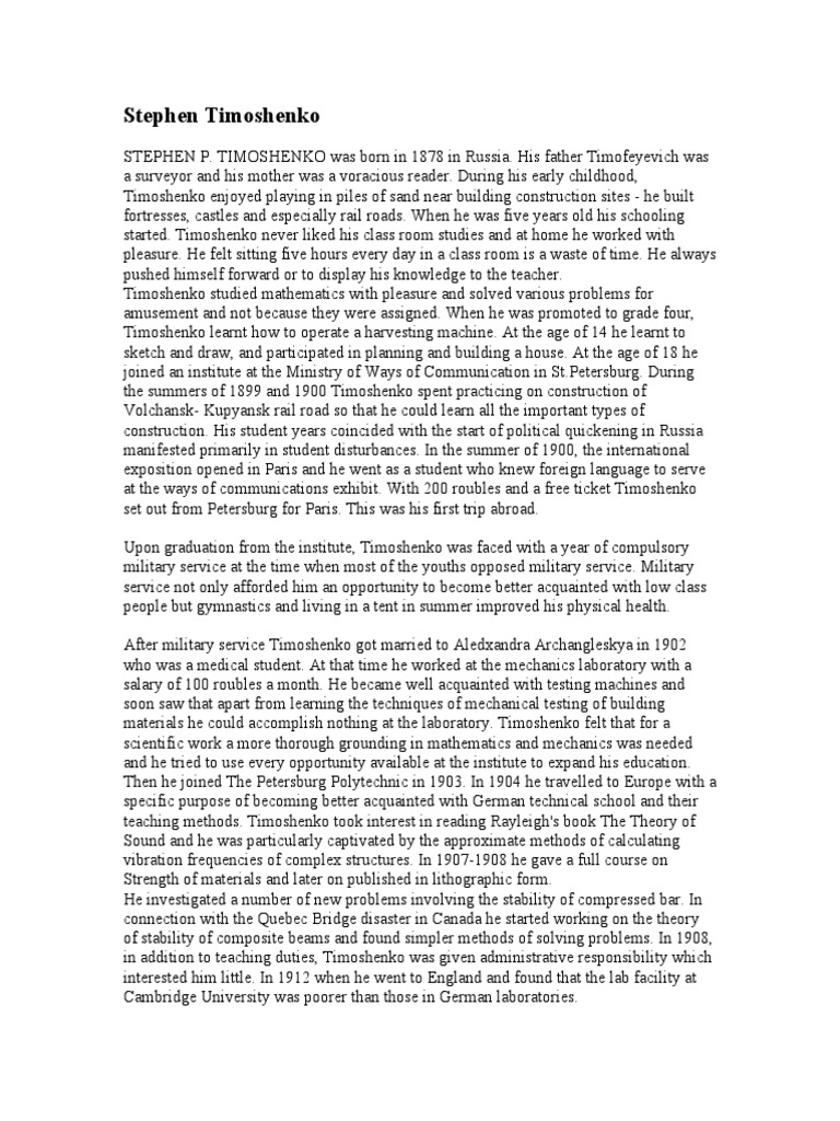 Stephen Timoshenko PDF | PDF | Politics | History