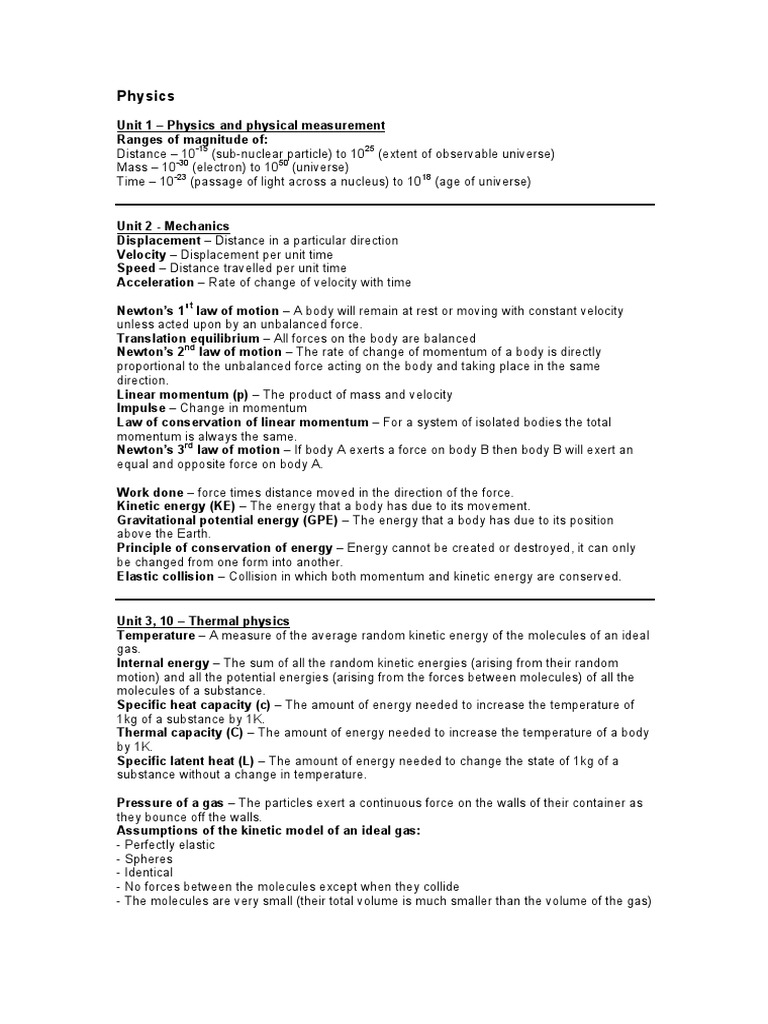 IB Physics HL Key Definitions | PDF | Waves | Atomic Nucleus