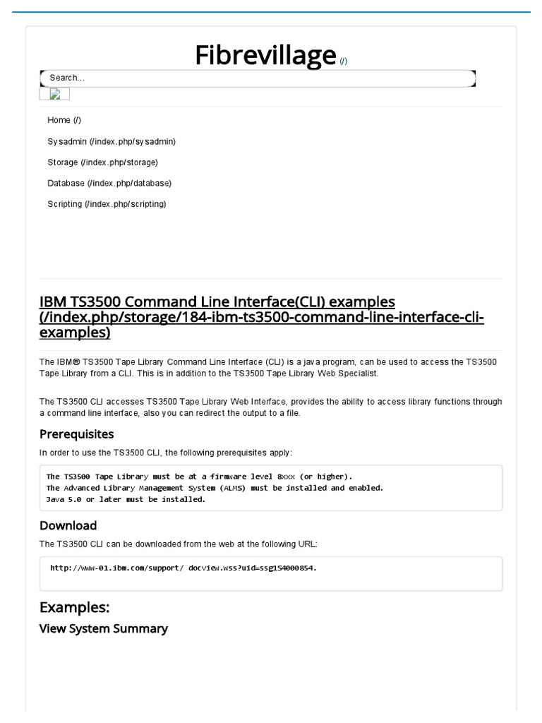 IBM TS3500 Command Line Interface (CLI) Examples | PDF | Command Line ...