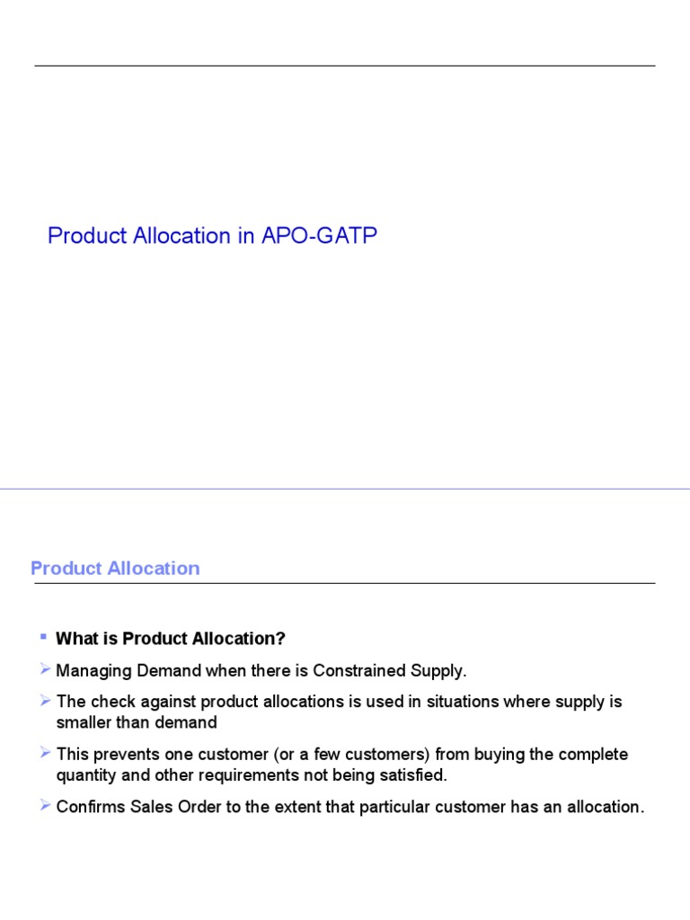 Product Allocation in APO-GATP | PDF | Subroutine | Supply Chain Management