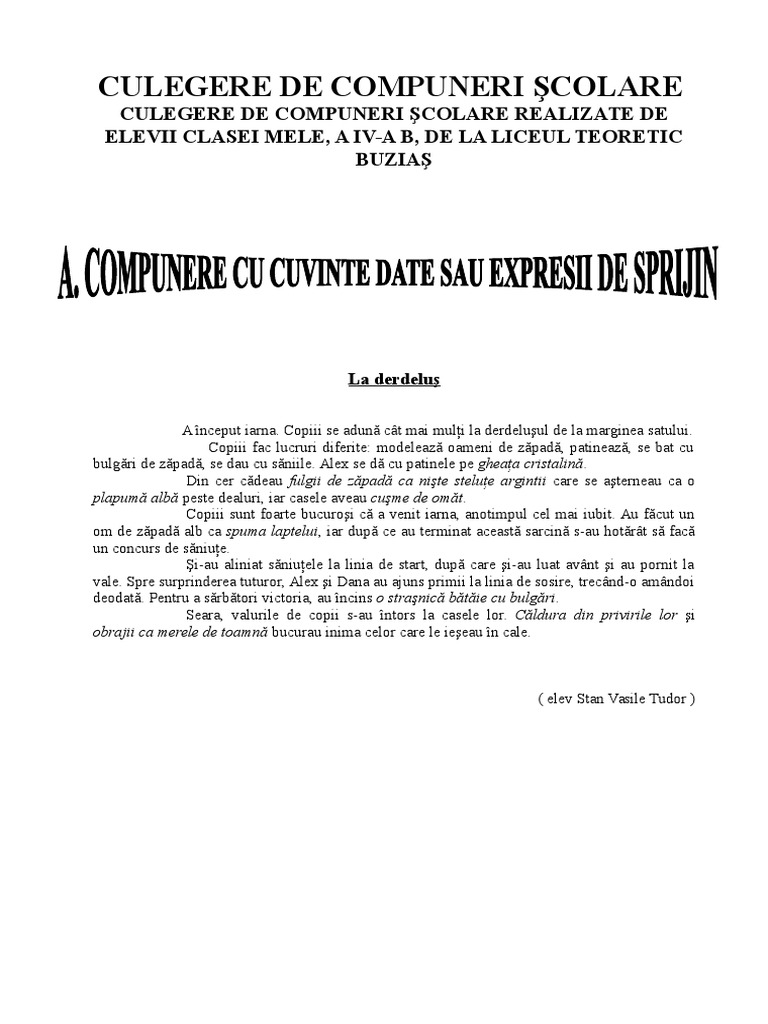 Culegere De Compuneri Scolare
