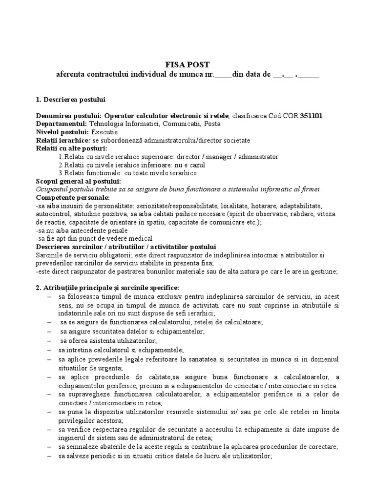 Fisa Post Operator Calculator PDF