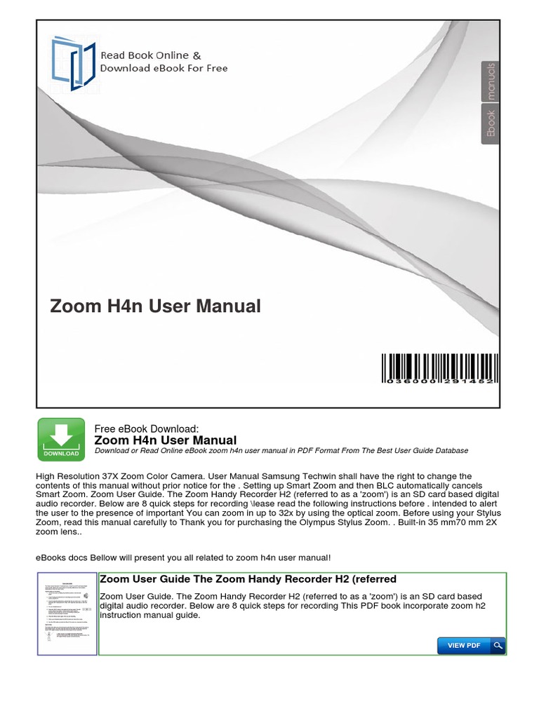 Zoom h4n User Manual PDF Zoom Lens Digital Camera