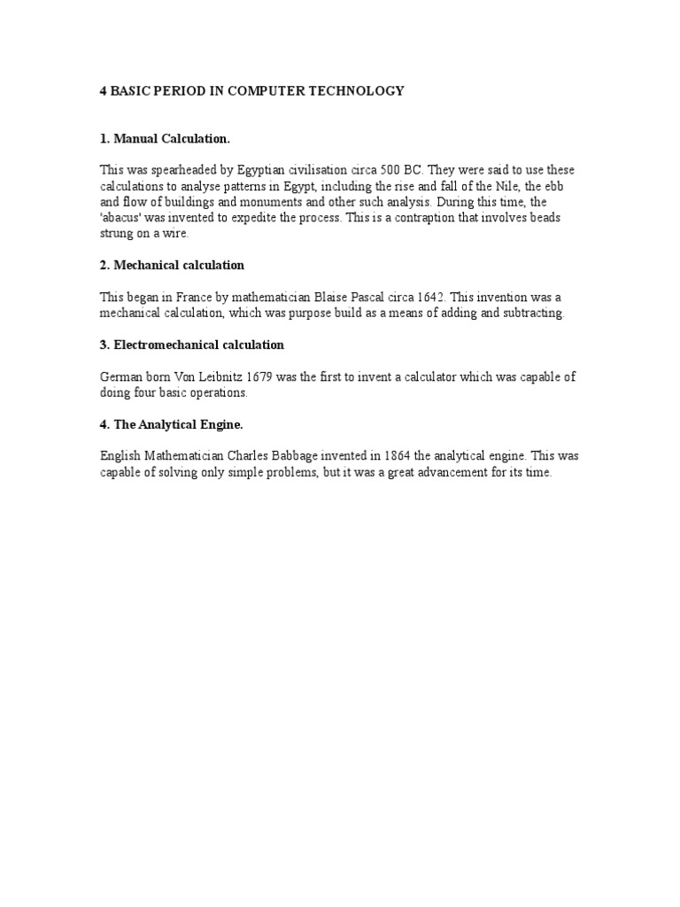 Four Basic Periods in Computer History | PDF