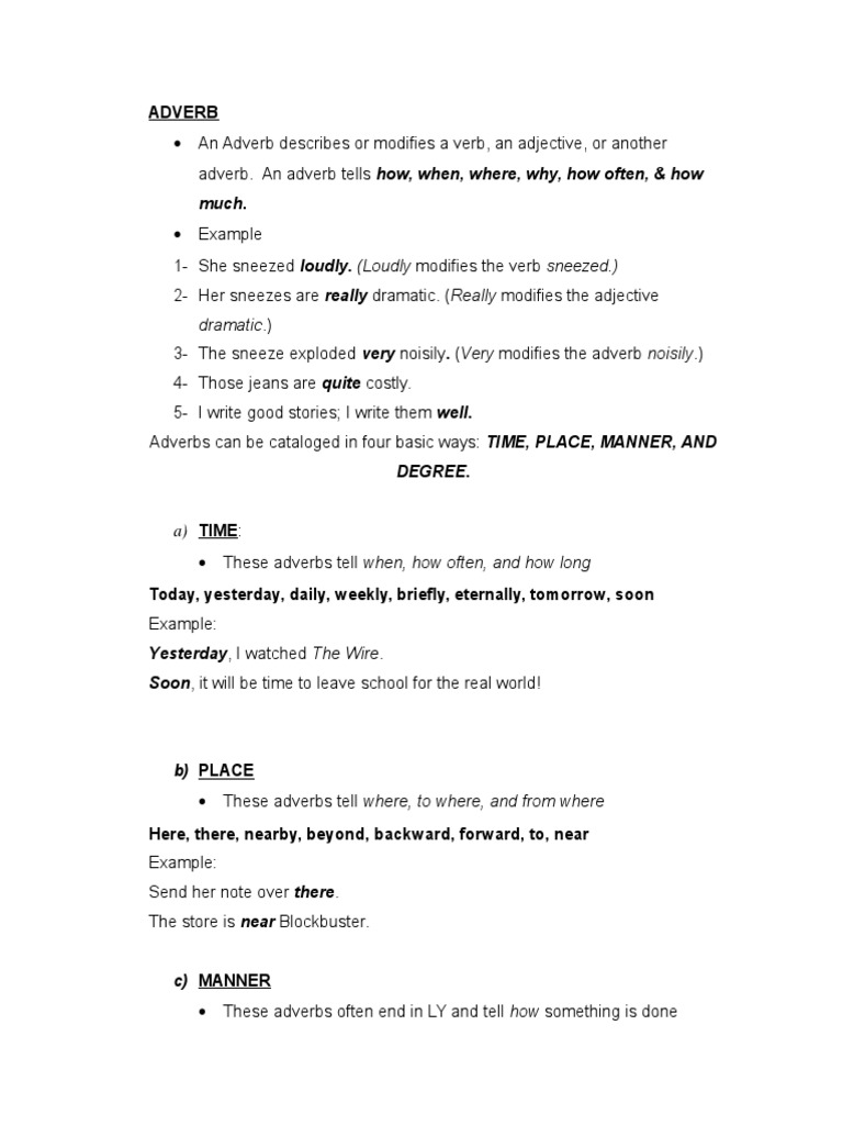 Understanding Adverbs and Their Types | PDF