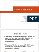 Design For Assembly: Presented By, V.Ganesh Me Cim ROLL NO:200821524