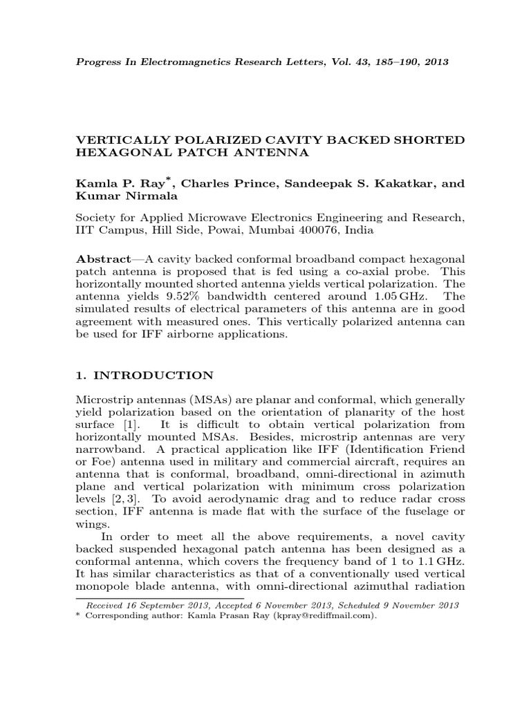 progress in electromagnetics research letters impact factor