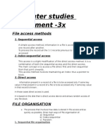 Computer Studies Assignment - 3x: File Access Methods