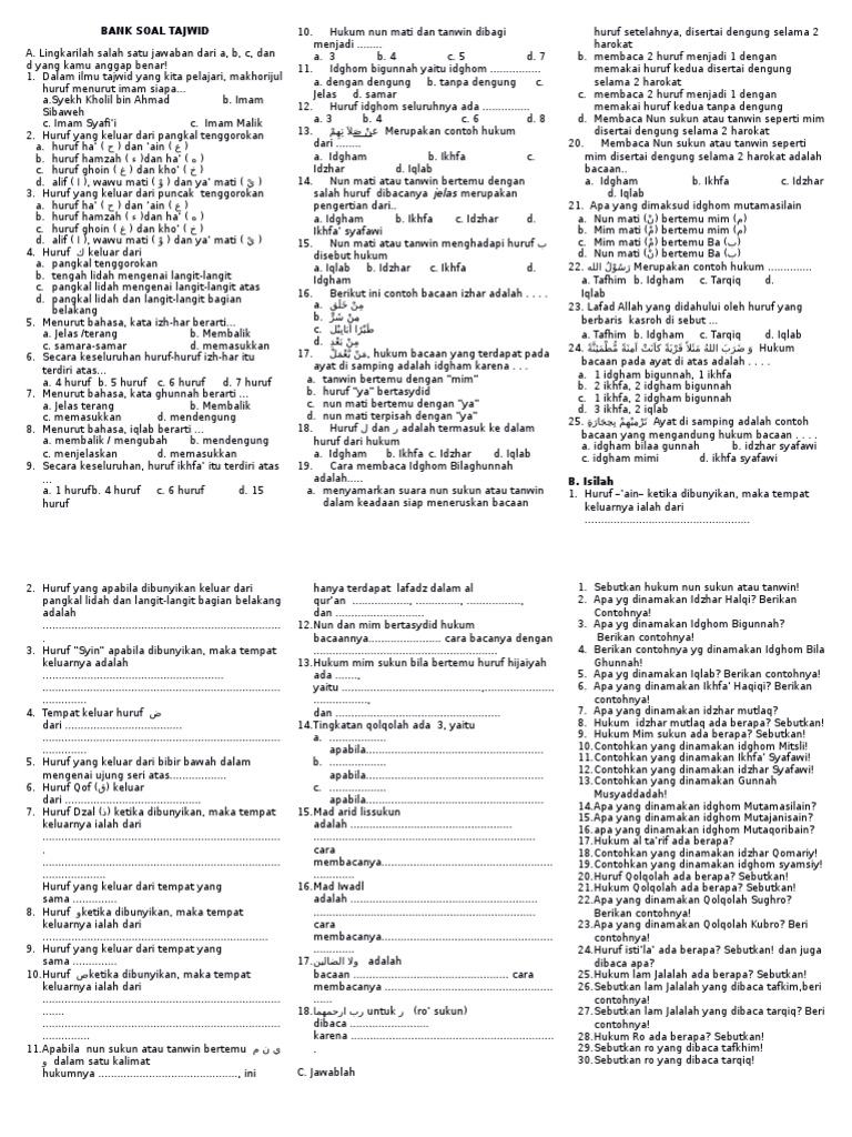 10+ 2 soal tentang tajwid dan jawaban info