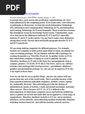 Difference Between It And Ict Educational Technology Supercomputer