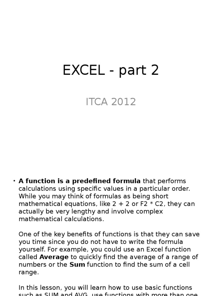 1350310292EXCEL - Part 2 | PDF | Summation | Function (Mathematics)