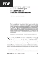O INTERTEXTO MEDIÚNICO DE UMA DISSERTAÇÃO DE MESTRADO E A DISCURSIVIDADE ESPÍRITA
