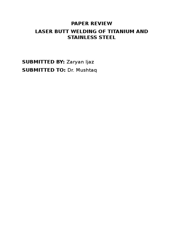 Laser Butt Welding of Titanium & Steel | PDF | Titanium | Welding