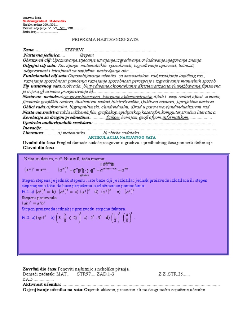 Stepenovanje Stepena | PDF