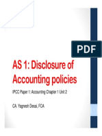 AS 1: Disclosure of Accounting Policies: IPCC Paper 1: Accounting Chapter 1 Unit 2