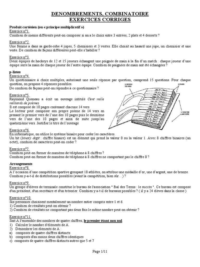 Analyses Combinatoires Exercices Corriges Pdf Combinatoire Permutation