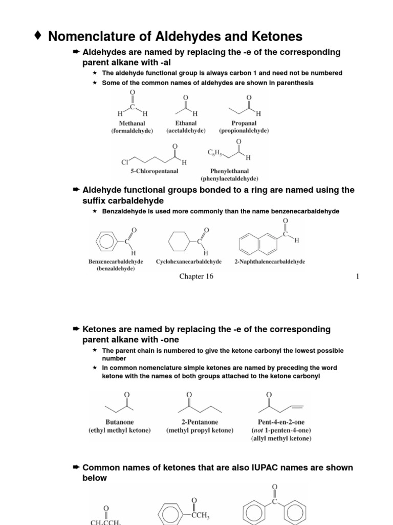 Nomenclature of Aldehydes and Ketones
