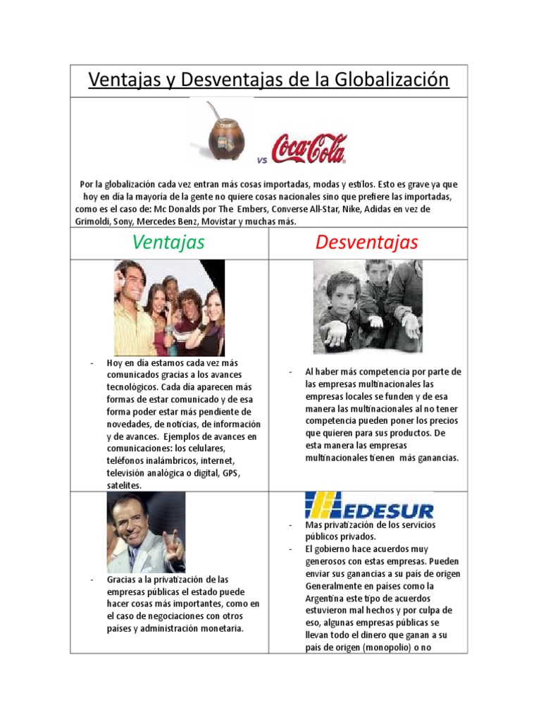 Ventajas y Desventajas de La Globalización 2 | PDF | Corporación ...