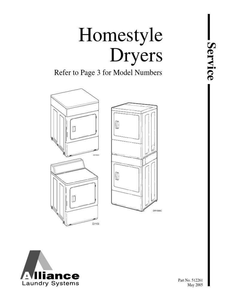 Speed Queen Dryer Service Manual 512261AllianceHomestyleDryers