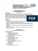 Programa USAC Administración de Operaciones II Código 08231