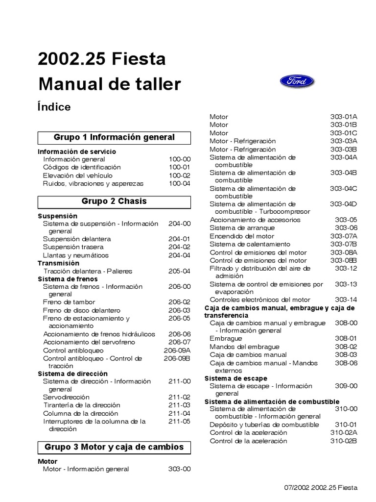 Manual Ford Fiesta Motor 1.6 1999 ford contour wiring diagram 