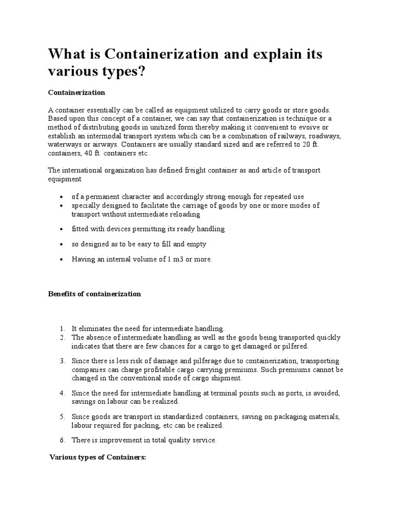 Understanding Containerization in Logistics | PDF | Containerization ...