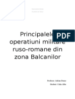 Principalele Operatiuni Militare Ruso-Romane in Balcani