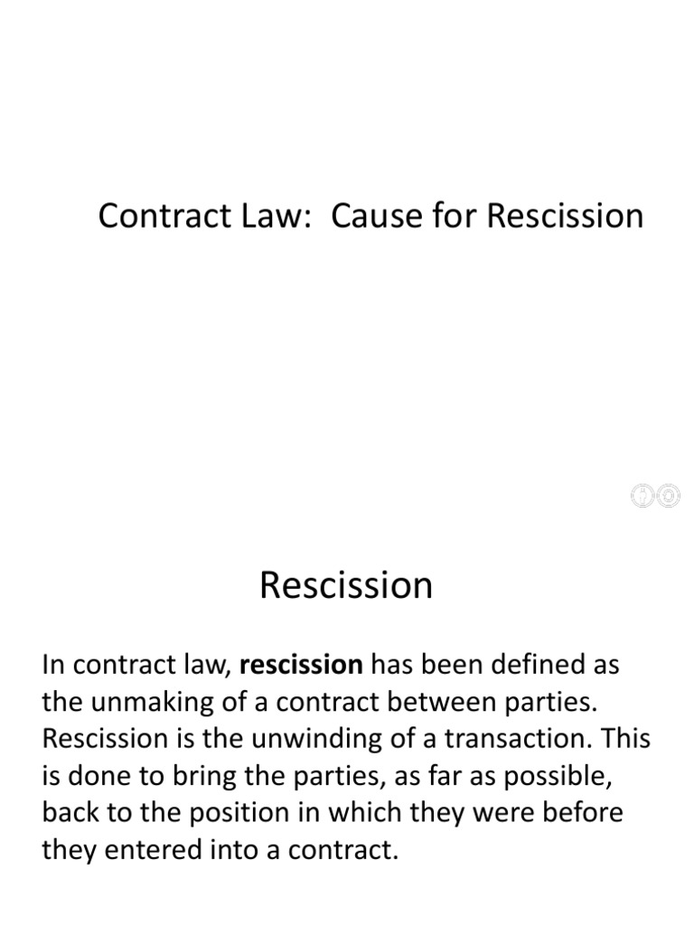 Contract Rescission Causes Explained | PDF | Misrepresentation In ...