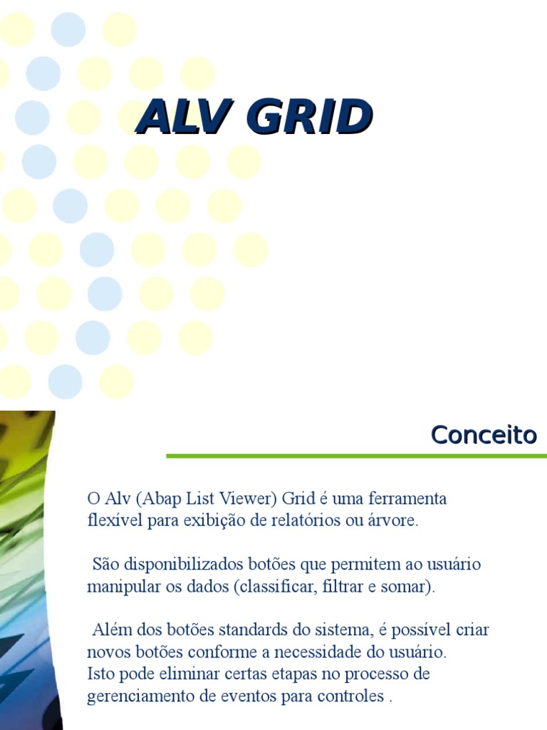 Apresentação de ALV GRID | PDF | Dados | Informação
