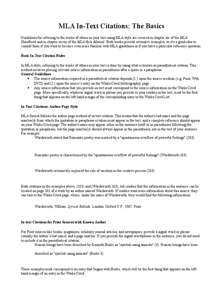Mla in Text Citation | PDF | Citation | Communication