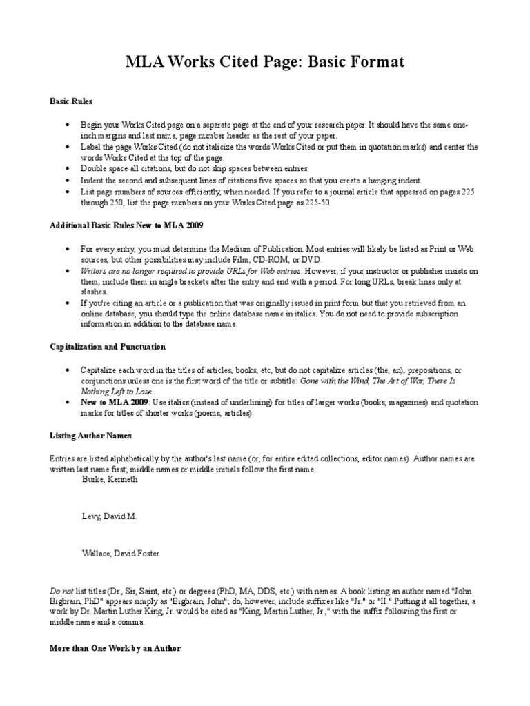 Word Cited Page Examples