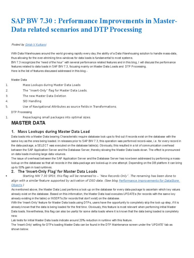 BW 7.30 Master Data Load Enhancements | PDF | Databases | Ibm Db2