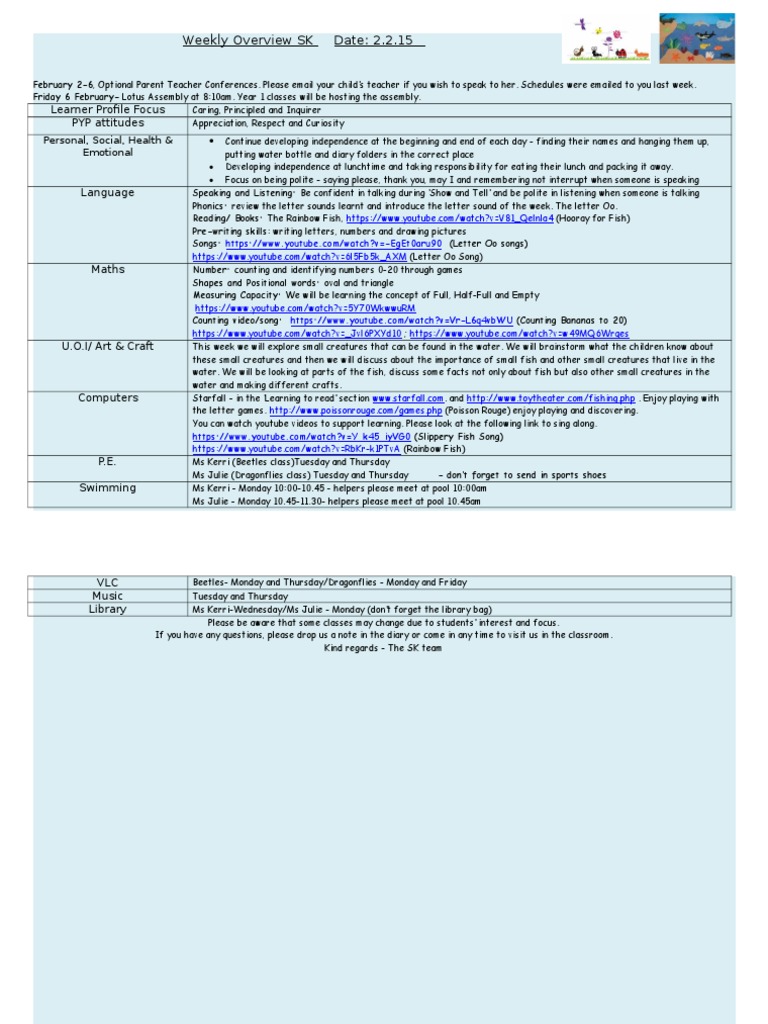 SK TD Term 3 Weekly Overview WK 4 February 2-6 | PDF | Pedagogy ...