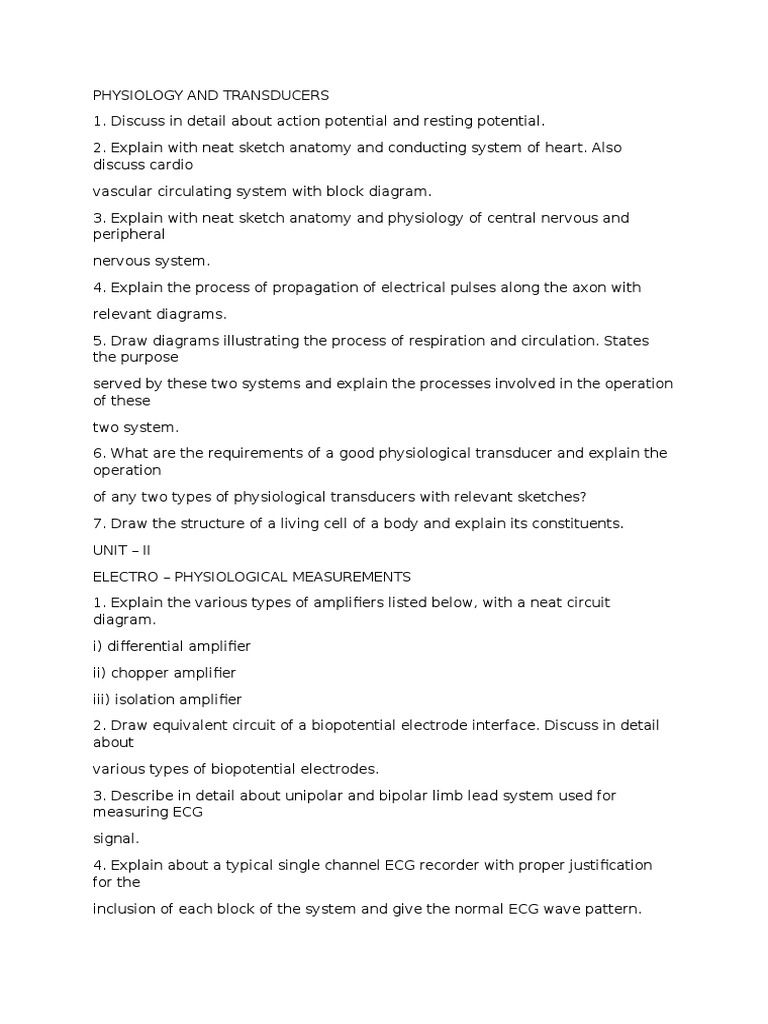 Physiology and Transducers PDF