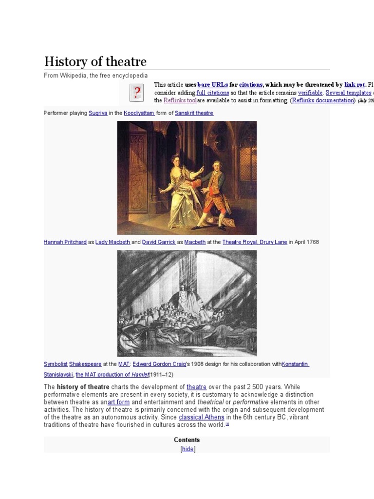 History Of Theatre Tragedy Theatre