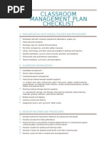 Classroom Management Plan and Checklist