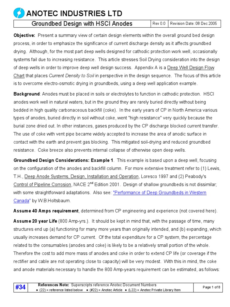 Groundbed Design With HSCI Anodes | PDF | Electrical Resistivity And ...