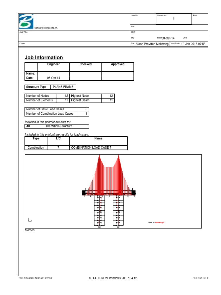 STAAD.Pro Beam Force Analysis Report | PDF | Beam (Structure) | Bending