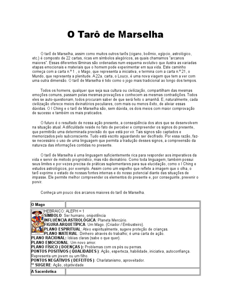 Tarot de Marselha | PDF | Tarô | Science