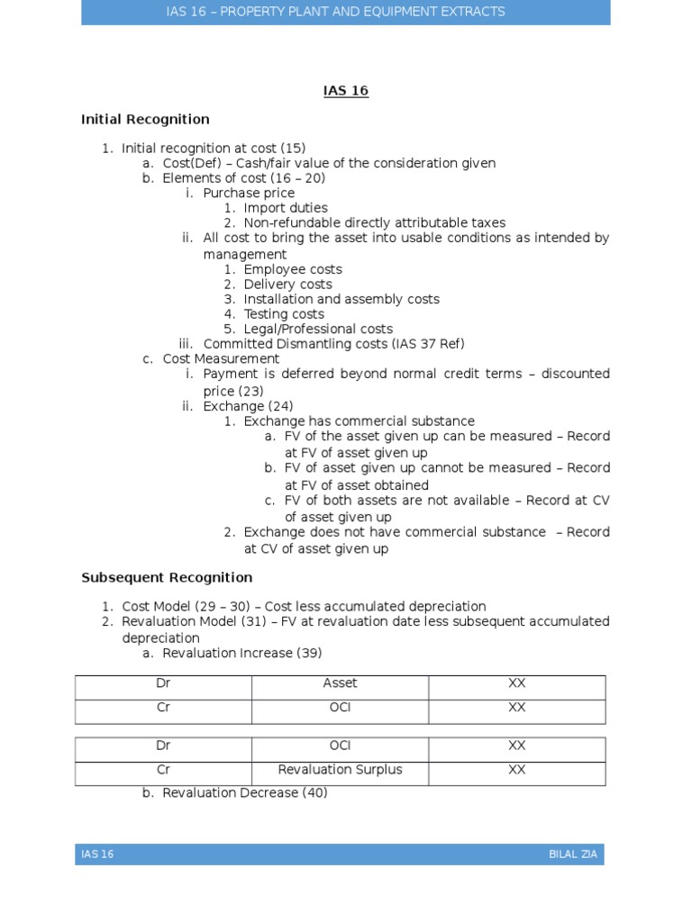 IAS 16 Notes | PDF | Book Value | Depreciation