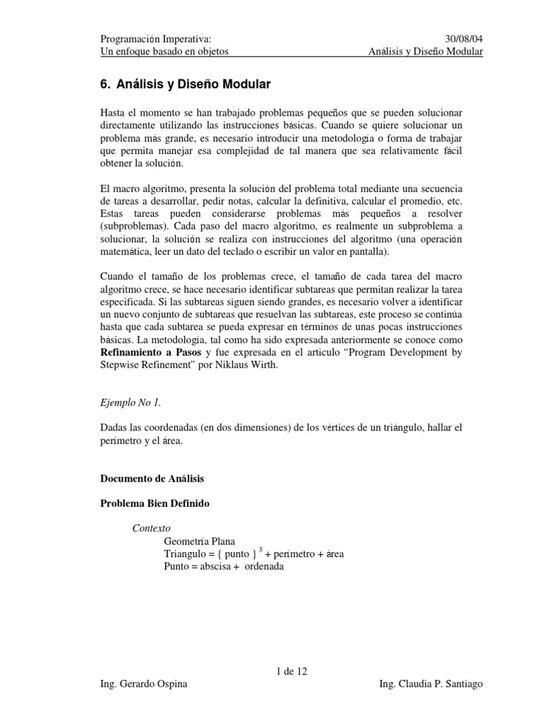 Análisis y Diseño Modular en Programación | PDF | Algoritmos | Programa ...